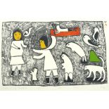 20th Cent. woodcut - signed Lucy and dated 1975||LUCY houtsnede deels in kleur n° 31/50 getiteld "