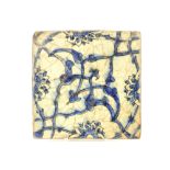 16th Cent. Ottoman ceramic tile with a blue-white decor this tile is similar to the one on the