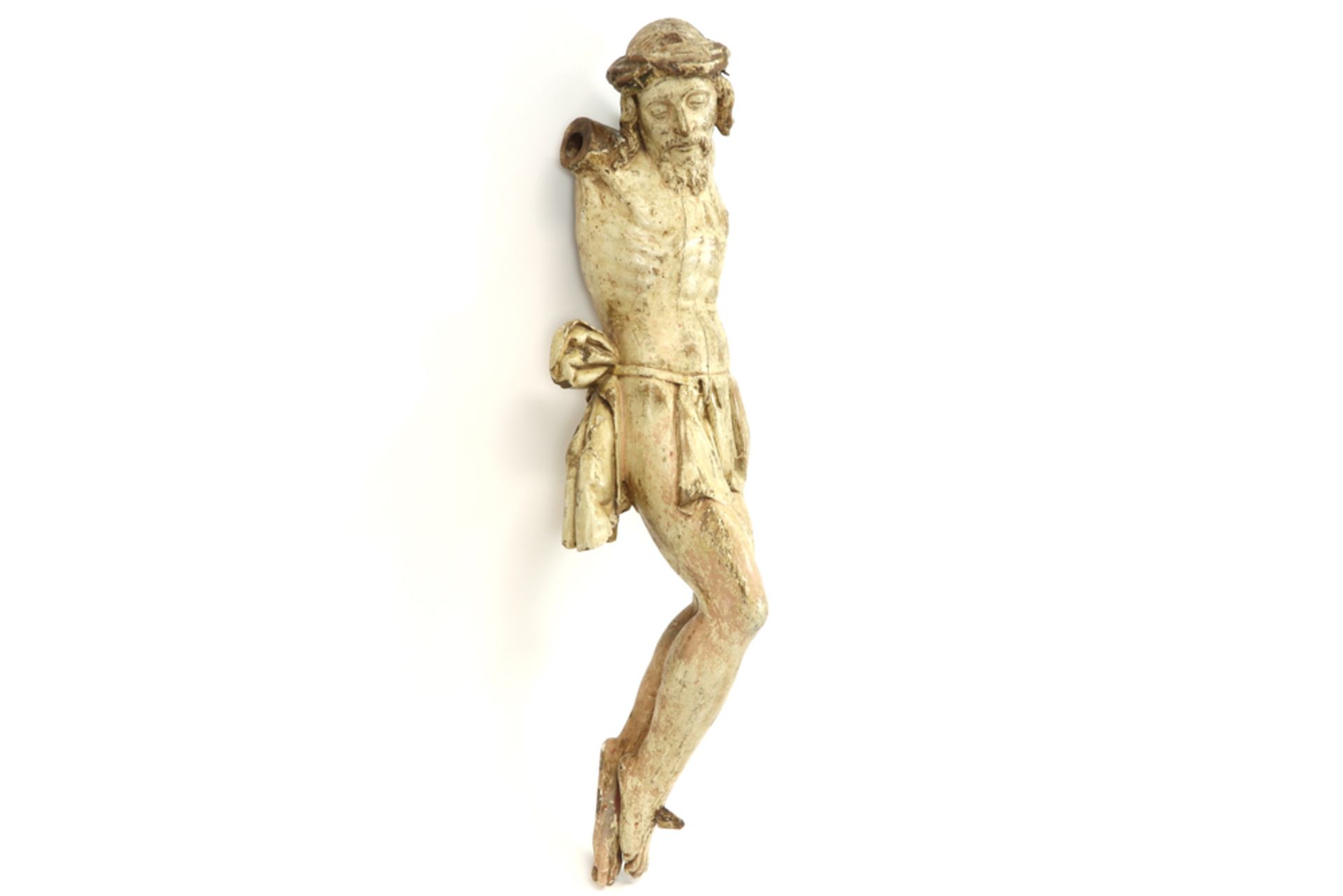 quite big 17th Cent. presumably Flemish wooden Christ Corpus||Vrij grote zeventiende eeuwse, allicht - Image 2 of 4