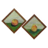 two oils on panel||Lot van twee olieverfschilderij op paneel : "Compositie met appel en peer" - 28,5