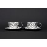 pair of sets of cups and saucers in French marked and Henri Soufflot signed silver||HENRI SOUFFLOT