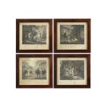 series of four 19th Cent. prints with works by Deveria - each in an antique mahogany frame||Serie