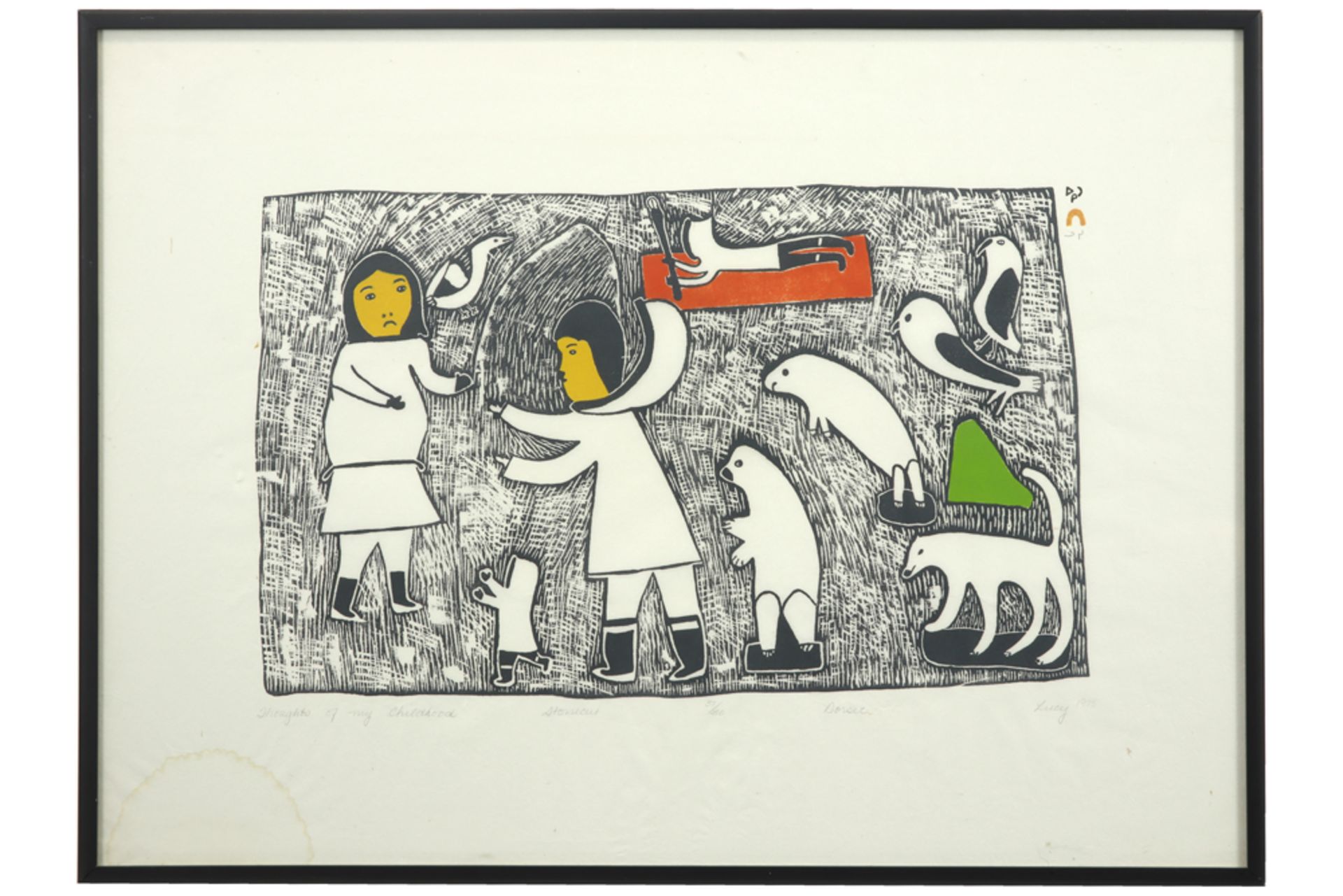 20th Cent. woodcut - signed Lucy and dated 1975||LUCY houtsnede deels in kleur n° 31/50 getiteld " - Image 3 of 3