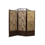 Art Nouveau screen in mahogany with three panels with typical whiplash ornamentation||Art Nouveau-