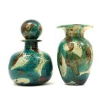 a decanter and a vase in Mdina signed glass||MDINA lot (2) van een karaf en een vaas in meerlagig