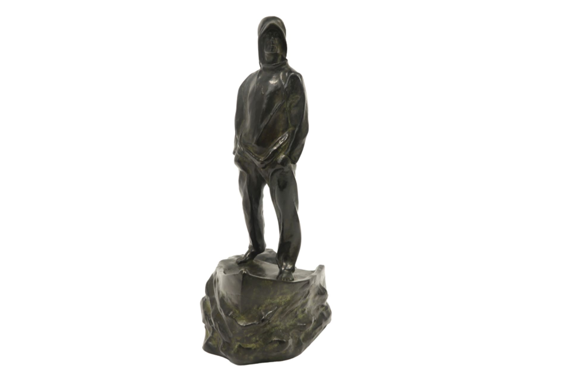 early 20th Cent. "Fisherman" sculpture in bronze - signed Pierre de Soete the big version of this