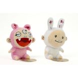 two Takashi Murakami dolls "Seated Kaikai & Kiki" - edition by Kaikai Kiki Co. Ltd. - with