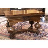 very good 17th Cent. Low Countries oak table with typical feet and with on both sides a walnut bas-