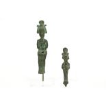 two small maybe Ancient Egyptian tomb figures in bronze