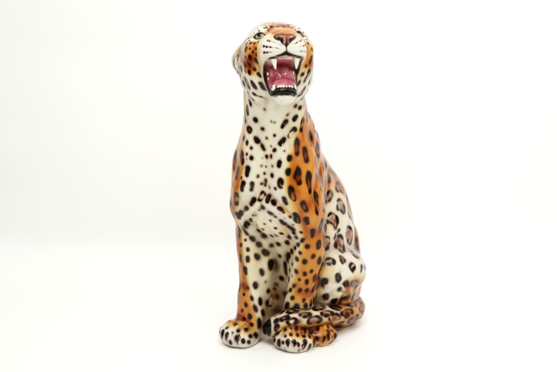 fifties'/sxties' Italian "Sitting leopard" sculpture in ceramic - Bild 3 aus 5