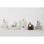 five antique inkstands in porcelain, each depicting an animal