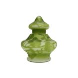 Belgian Val-St-Lambert marked Art Nouveau flask in glass with a green vegetal decor