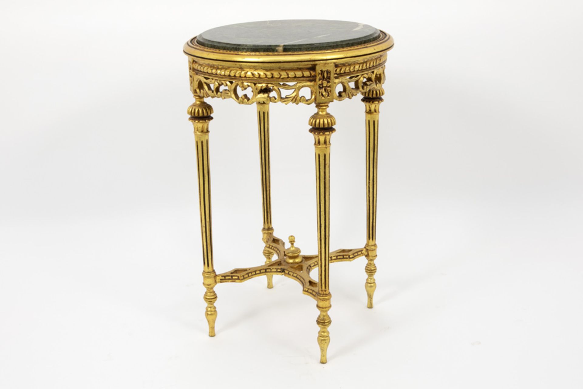 Italian neoclassical occasional table in gilded wood with a marble top