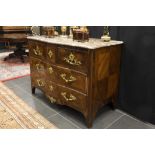 18th Cent. French Louis XV period chest of drawers in polished rose-wood with rich mountings in gild