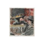 presumably Dutch illegibly signed and (19)09 dated aquarelle with a cabaret scene with a man and two