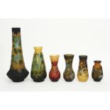 six vases in pate de verre