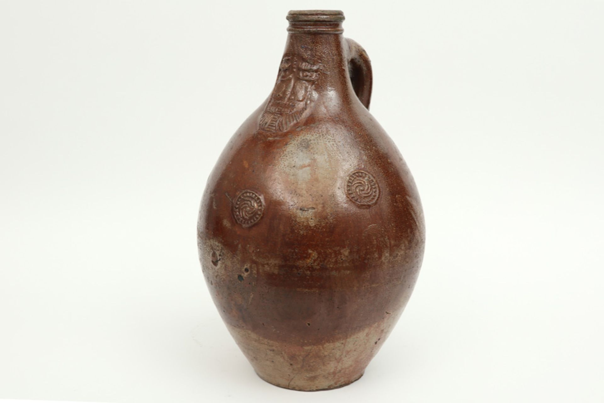 17th Cent. German pitcher, a Barthmann jar, in earthenware - Image 4 of 7