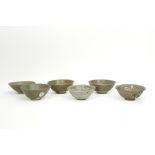 series of six Chinese Song period bowls in earthenware with grey celadon glaze prov : the shipwreck,