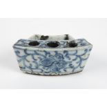 antique Chinese inkstand in porcelain with a blue-white decor