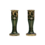 pair of St Denis Paris marked Art Nouveau vases in glass with a gold decor with mistletoe