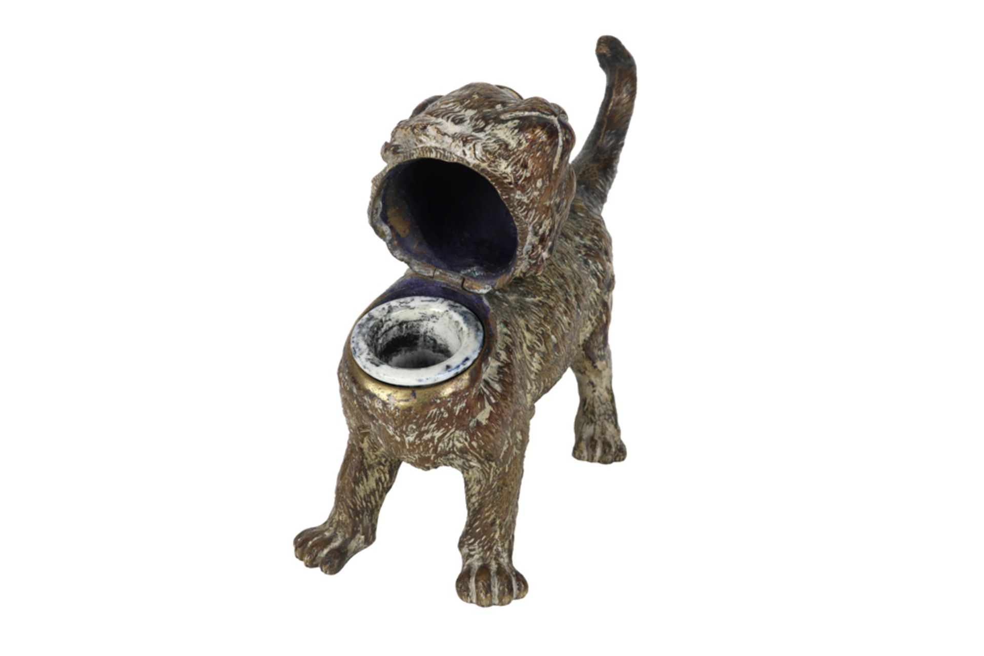 antique Austrian bronze inkwell from Vienna in the shape of a cat - Bild 2 aus 2