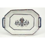 18th Cent. French bread "banette" dish in ceramic from Rouen with a polychrome decor