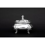 Scandinavian oval lidded biscuit box in marked silver