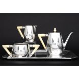 Belgian Wolfers signed 3pc art Deco coffeeset on its tray in marked silver