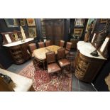 early 20th Cent. Belgian "Ebenisterie 't Kint - Ghent" neoclassical dining-room suite in mahogany wi