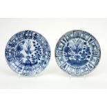 pair of 18th Cent. Chinese plates in porcelain with a blue-white decor with bird