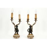 pair of antique neoclassical candelabra in partially gilded bronze