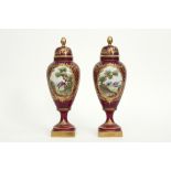 pair of lidded vases in marked porcelain from Paris