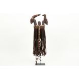 African Burkina Faso headdress in wood with fibers and seashells