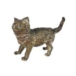 antique Austrian bronze inkwell from Vienna in the shape of a cat