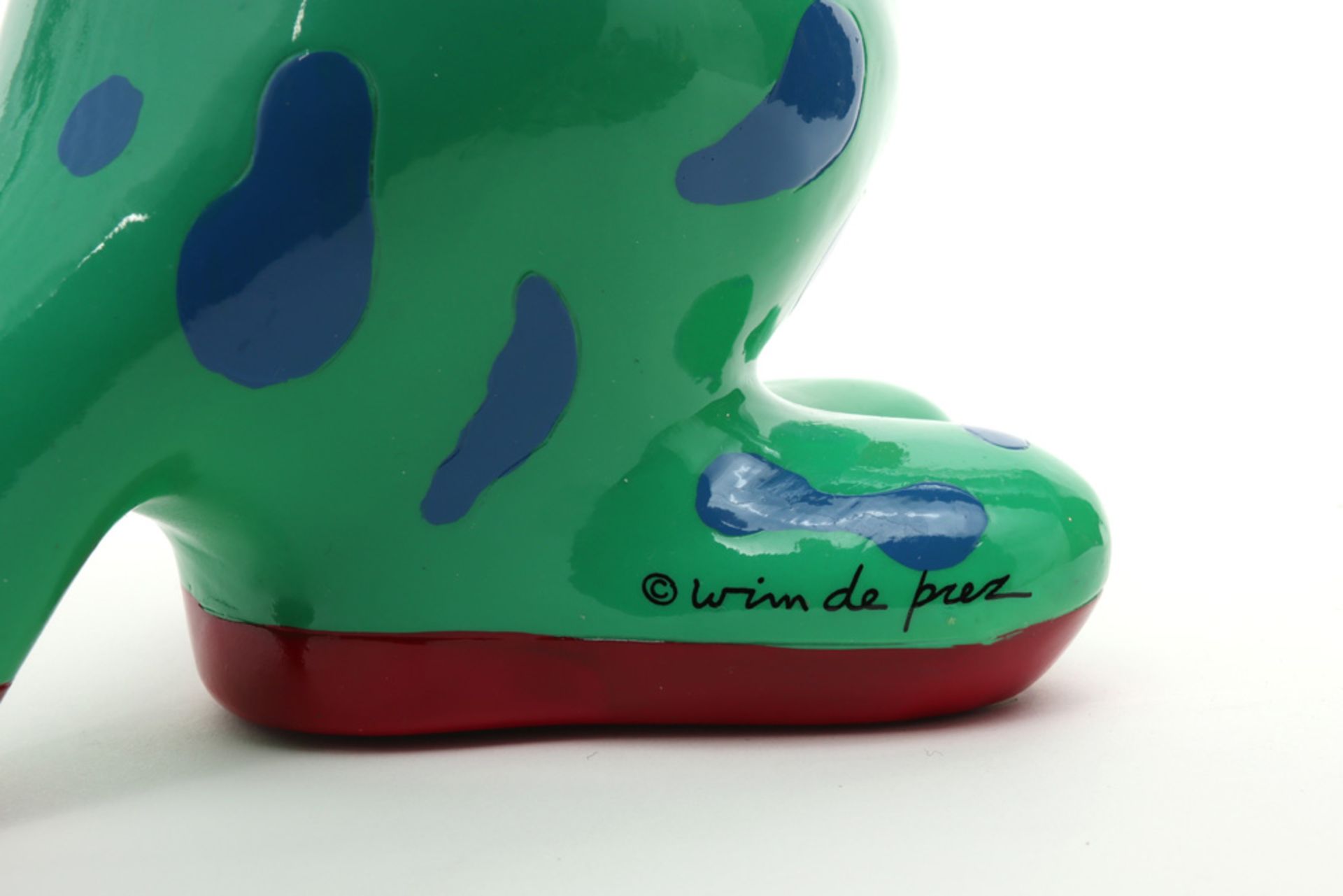 illegibly signed sculpture in terracotta and a Belgian resin sculpture/piggy bank signed Wim de Prez - Image 3 of 3