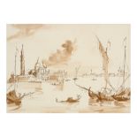 presumably 18th Cent. Italian sepia drawing with a view of Venice