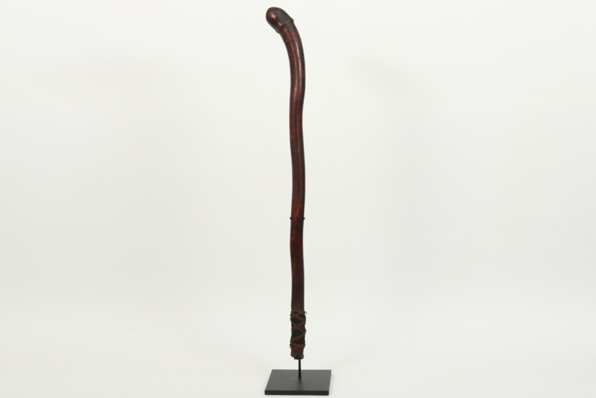 antique, maybe 19th Cent., Kanak war club with phallus design in wood with a nice patina and with it