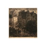 Jules De Bruycker signed etching "Vieux pignons à Gand"