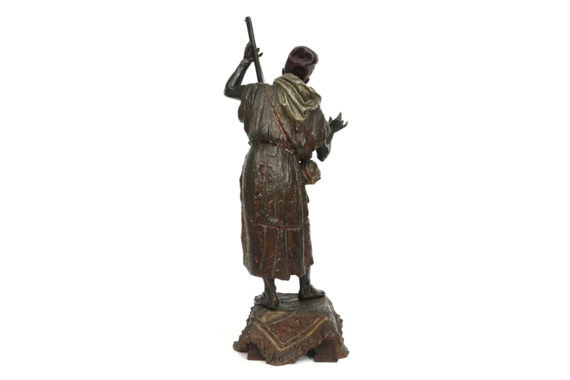antique orientalist style sculpture in partially coldpainted metal  - Image 3 of 4
