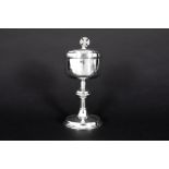 'antique' English lidded chalice in J.F (John Faucherre) monogrammed and marked silver