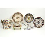 six pieces of French ceramic from Rouen with polychrome decors