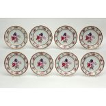 set of eight 19th Cent. Famille Rose plates in porcelain