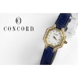 completely original Concord marked ladies' wristwatch in yellow gold (18 carat) with a face in mothe