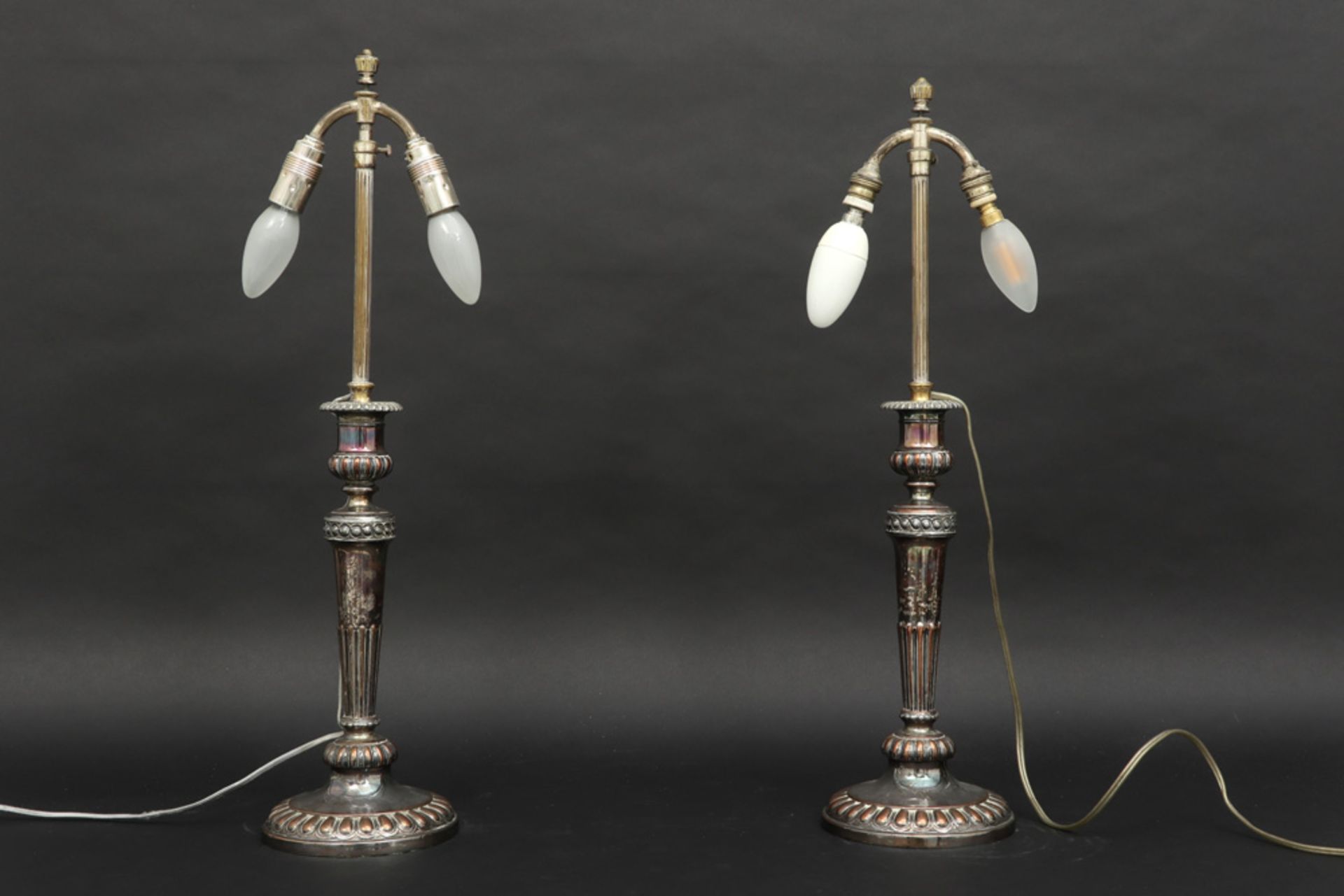 pair of antique "Sheffield" candlesticks made into lamps - Bild 2 aus 2