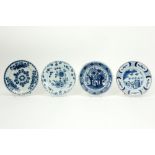 four 18th Cent. plates in ceramic from Delft with blue-white decors