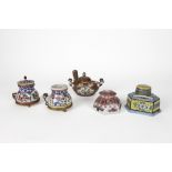 five inkwells in French porcelain