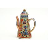 18th/19th Cent. lidded teapot in "Clobber ware" porcelain with typical decor