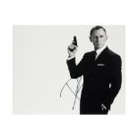 signed black and white photograph with Daniel Craigh as James Bond