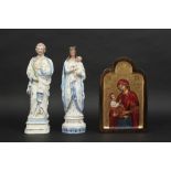 various lot with two porcelain figures and an icon