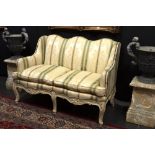 antique Louis XV style settee for two with its frame in painted and finely sculpted wood